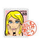 女の子 切手スタンプ（個別スタンプ：13）