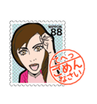 女の子 切手スタンプ（個別スタンプ：14）