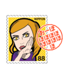 女の子 切手スタンプ（個別スタンプ：21）