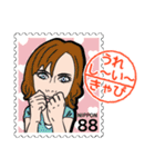 女の子 切手スタンプ（個別スタンプ：24）