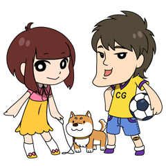 [LINEスタンプ] シャク連太郎と少女とワンコの画像（メイン）