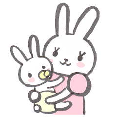 [LINEスタンプ] うさこバニラちゃん子育てスタンプの画像（メイン）