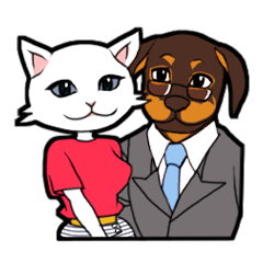 [LINEスタンプ] CAT ＆ DOBERMAN