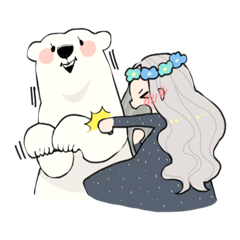 [LINEスタンプ] シロクマと少女の画像（メイン）