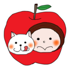 [LINEスタンプ] りんご＆にゃんこ「Happy Days」