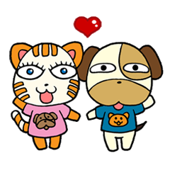 [LINEスタンプ] Cat and Dog dating