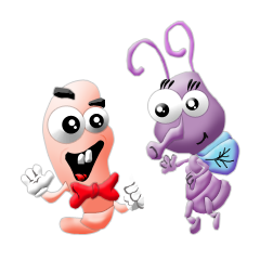 [LINEスタンプ] Funny Insects - Worm and Fly