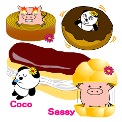 [LINEスタンプ] サシィーとココのスイーツライフの画像（メイン）