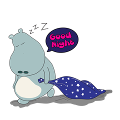 [LINEスタンプ] Big Blue The Hungry Hippoの画像（メイン）