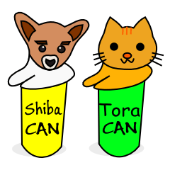 [LINEスタンプ] Shiba CAN ＆ Tora CAN 1 (Eng)