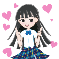 [LINEスタンプ] マイキャラ 黒髪LONGの画像（メイン）