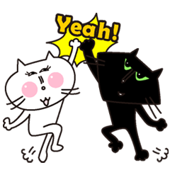 [LINEスタンプ] ついんきーとシャープな黒猫ももの画像（メイン）