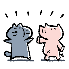 [LINEスタンプ] ネコとブタ