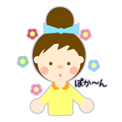 [LINEスタンプ] おだんごヘアの女の子