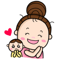 [LINEスタンプ] Mommy with Her Newbornの画像（メイン）