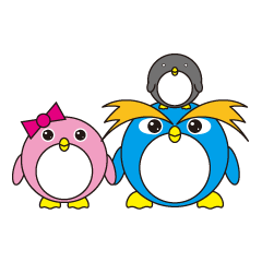 [LINEスタンプ] 丸顔くん 第14弾 ペンギン家族 パート1