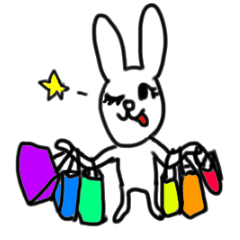 [LINEスタンプ] 「また買ちゃたお♪」が口癖。"うさみ"