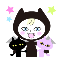 [LINEスタンプ] かわいい悪魔とふたごの猫たちの画像（メイン）