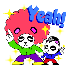 [LINEスタンプ] モヒパンダとアフロ3兄弟 英語バージョン