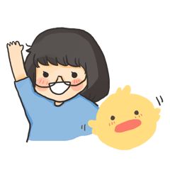 [LINEスタンプ] メガネ女と黄色いアヒルの画像（メイン）