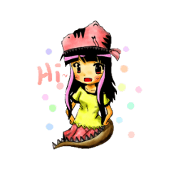 [LINEスタンプ] TyrannosaurusGirl doesn't take off hat