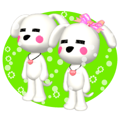 [LINEスタンプ] 3D 白い子犬 ぴーすけ＆はっぴー (2)