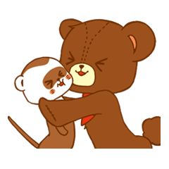 [LINEスタンプ] 仲良しクマとフェレット