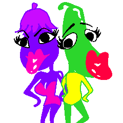 [LINEスタンプ] The beauty and the cucumber wife who do