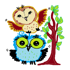 [LINEスタンプ] Funny owl family