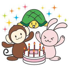 [LINEスタンプ] サルとウサギとカメの日常の画像（メイン）