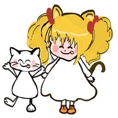 [LINEスタンプ] Cat and cat girlの画像（メイン）