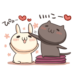 [LINEスタンプ] うさぎのしろとねこのくろの画像（メイン）