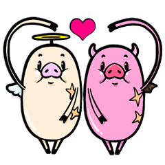 [LINEスタンプ] ポーク D＆A(devil and angel)