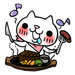 [LINEスタンプ] しろ猫にゃんたろう グルメ編