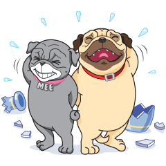 [LINEスタンプ] "Moo" ＆ "Mee" : 2Pugsの画像（メイン）