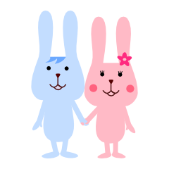 [LINEスタンプ] うさおとうさこ