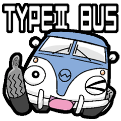 [LINEスタンプ] TYPEⅡバスくん（青白ツートンver）の画像（メイン）