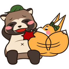 [LINEスタンプ] 二人は恋人 たぬきのグリときつねのグミの画像（メイン）