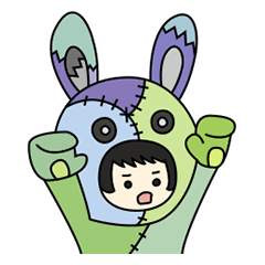 [LINEスタンプ] 動物着ぐるみ Zooくるみ ウサギのゾンビ編