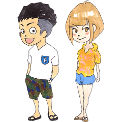 [LINEスタンプ] ハカタ女とキタキュー男 パート2 夏