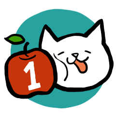 [LINEスタンプ] cat and apple1Englishの画像（メイン）