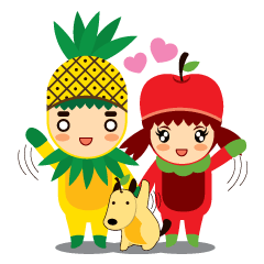 [LINEスタンプ] Pine+Apple ＆ Mango (Love is beautiful)