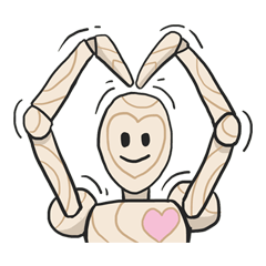 [LINEスタンプ] AsB - Woody Kun (The Wooden Heart Face)