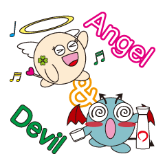 [LINEスタンプ] 天使ちゃんと悪魔くん 英語バージョン