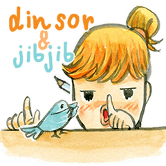 [LINEスタンプ] Dinsor ＆ Jibjib : The little artistsの画像（メイン）