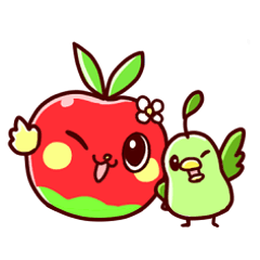[LINEスタンプ] リンゴウサちゃんとナシドリくんの画像（メイン）