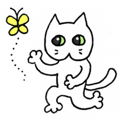 [LINEスタンプ] しろ猫ぼうたん