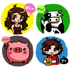 [LINEスタンプ] 3 Pigs 1 Cowの画像（メイン）