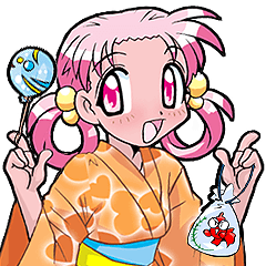 [LINEスタンプ] 【女の子向け】浴衣＆巫女夏祭りバージョンの画像（メイン）