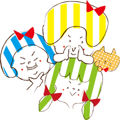 [LINEスタンプ] しましま3姉妹とみずたまのタマ